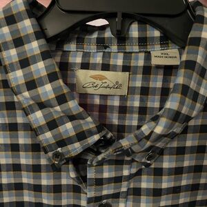 Bob Timberlake Button Down Dress Shirt Men's 2XL XXL Blue Plaid Long Sleeve EUC